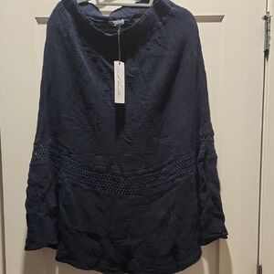 Red Haute Navy Textured Crochet-Waist Pullover